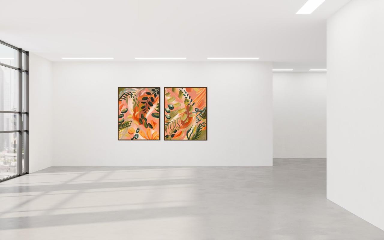 Botanicals in Motion I & II diptych by Hayley Lombard
