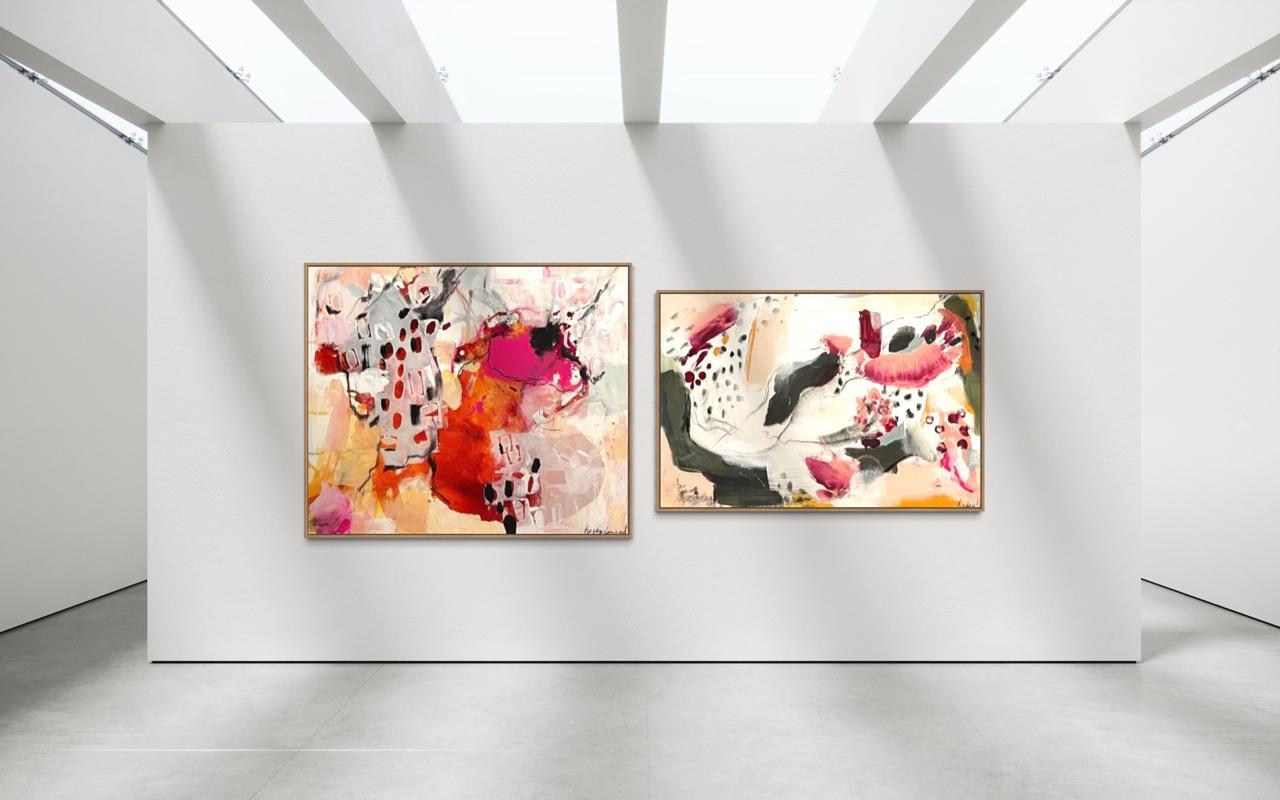 Hot Pink Funk I & II diptych by Hayley Lombard