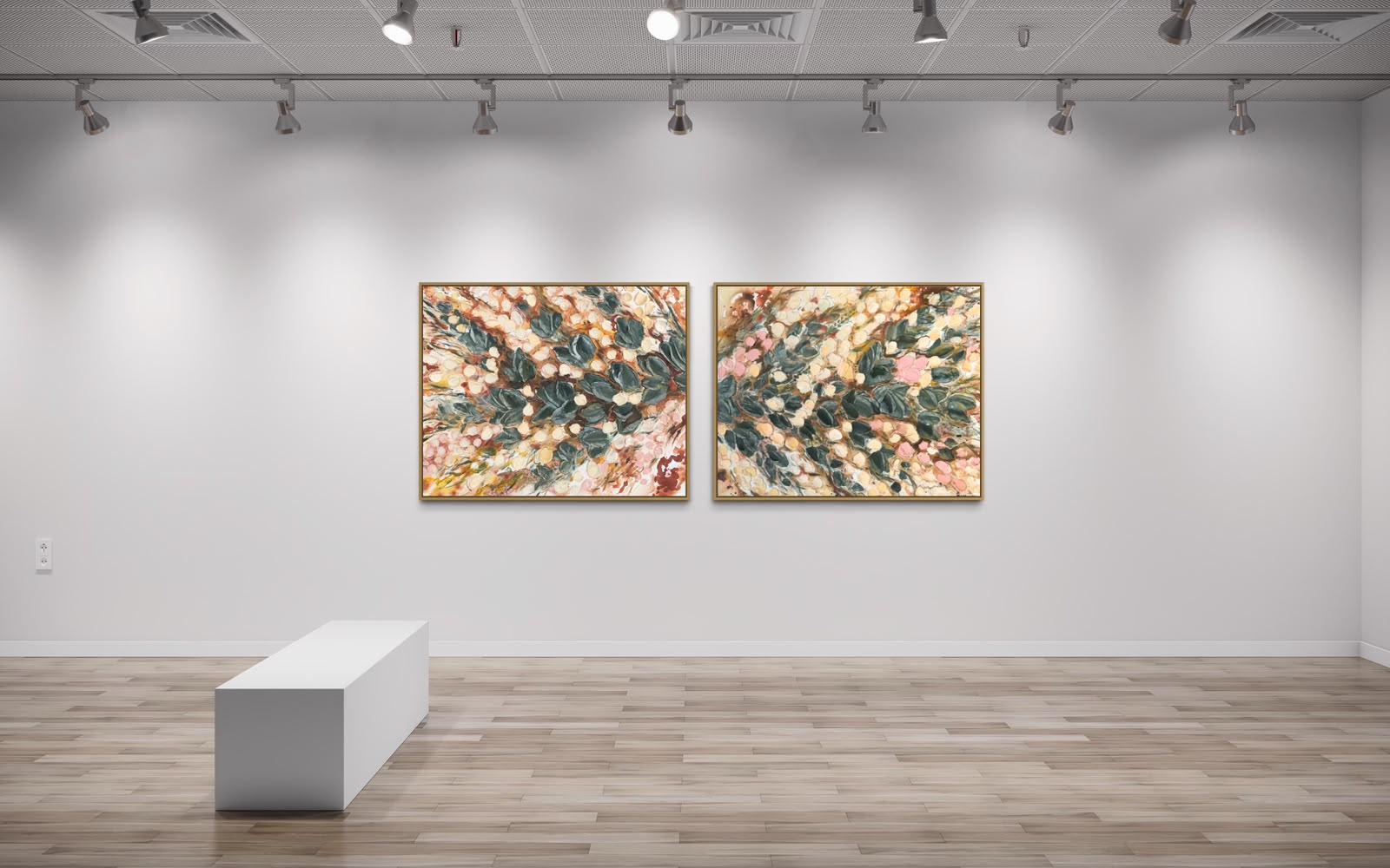 Apricot Reverie I & II diptych by Hayley Lombard