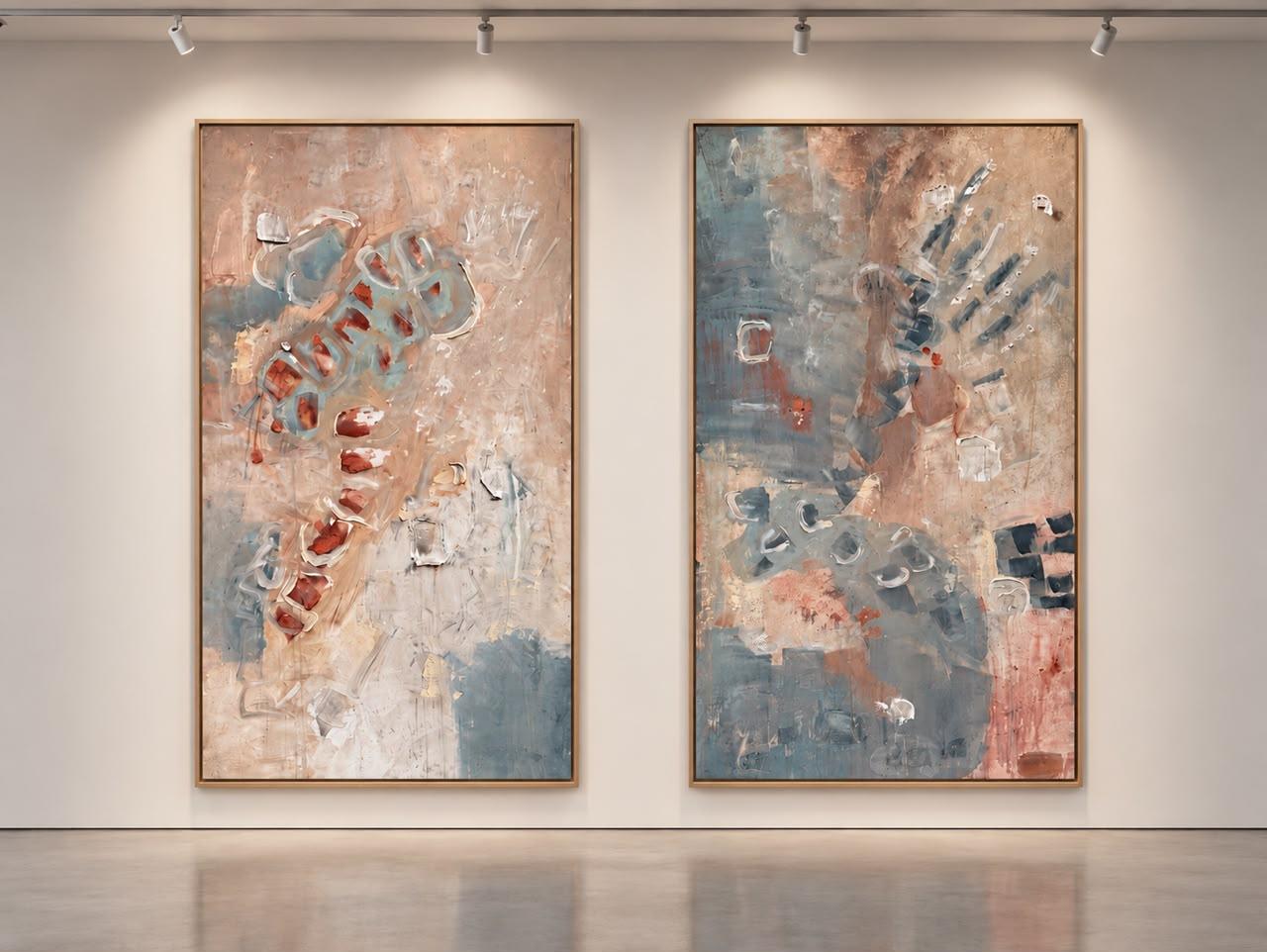 Mineral Rhythm I & II diptych by Hayley Lombard