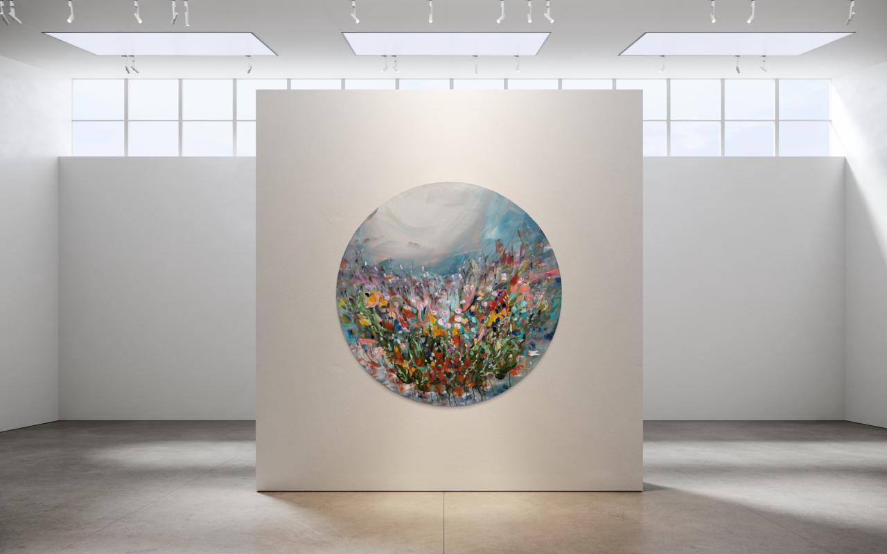 Where Wildflowers Gather by Hayley Lombard — round canvas